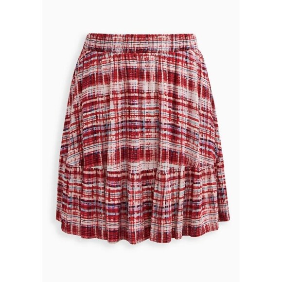 Torrid Red Plaid Pull On Skater Skirt With Pockets Plus Size 4X 26 - Picture 2 of 5